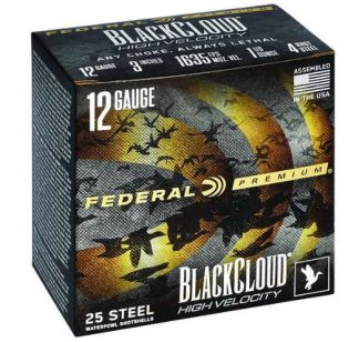 FED BLACKCLOUD 12GA 3” 1-1/8OZ #4 ”HIGH VELOCITY”