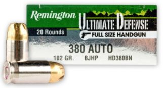 REM. c.380 AUTO 102GR brass jacketed hollow point (BJHP) 20R