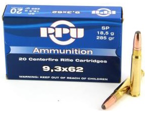 PRVI 9.3X62 285GR SP 20 RDS