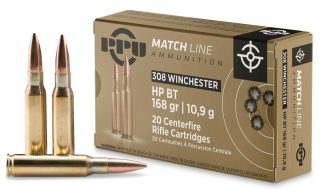 PRVI Match FMJ 308 WIN, HP BT, 175Gr, 20 Rnds