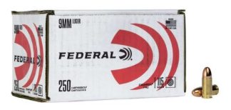 FED 9MM LUGER 115GR FMJ CHAMPION 250 ROUND BOX